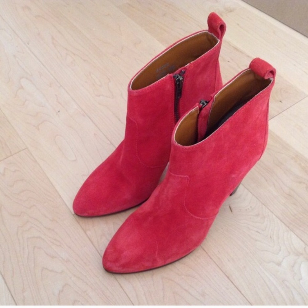 Madewell red suede boots